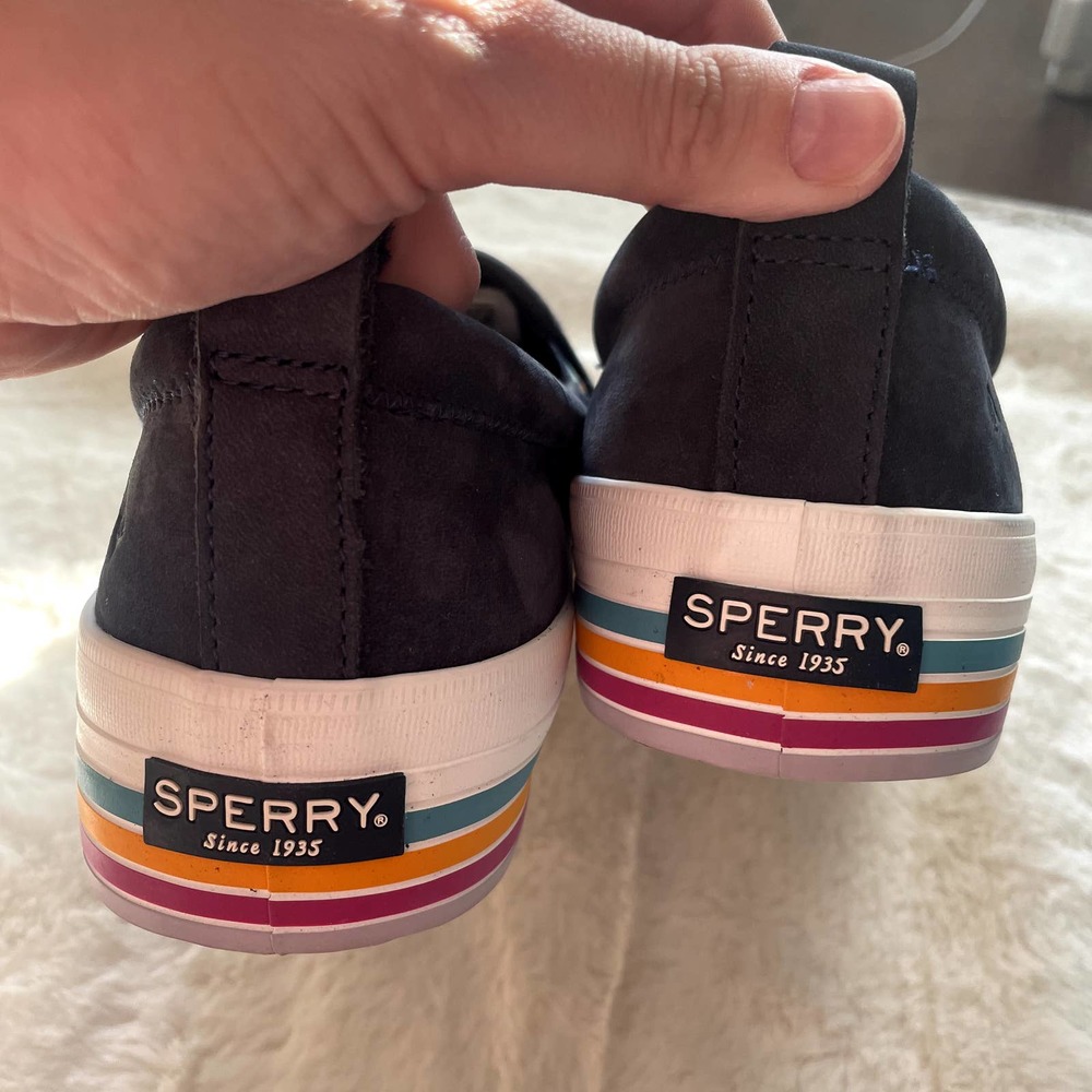 new Sperry Crest Twin Gore Platform Rainbow Stripe Slip On Sneaker size 11 - Picture 4 of 6